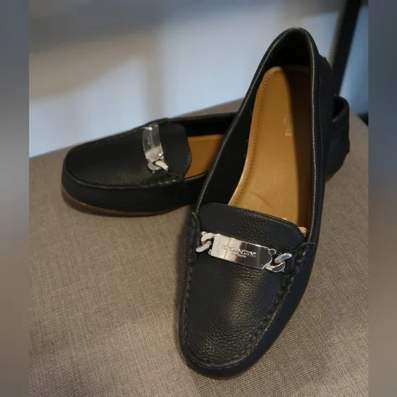 Coach Navy Leather Loafers - Picture 1 of 6
